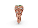 Rose gold Bezel Set Fancy Green Pear Cut Diamond Milgrain Band Ring_2