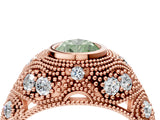 Rose gold Bezel Set Fancy Green Pear Cut Diamond Milgrain Band Ring_4