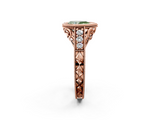 Rose gold Bezel Set Fancy Green Pear  Diamond Milgrain Pave Engagement Ring_35