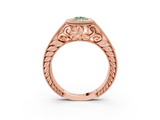 Rose gold Bezel Set Fancy Green Pear  Diamond Milgrain Pave Engagement Ring_36