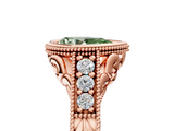 Rose gold Bezel Set Fancy Green Pear  Diamond Milgrain Pave Engagement Ring_38
