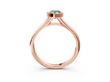 Rose gold Bezel Set Fancy Green Pear  Solitaire Diamond Ring with Smooth Band 3