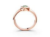 Rose gold Bezel Set Fancy Green Pear  Solitaire Ring with Wide Band 4