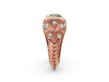 Rose gold Bezel Set Fancy Green Princess Cut Diamond Milgrain Band Ring_2