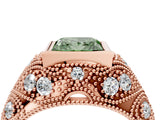 Rose gold Bezel Set Fancy Green Princess Cut Diamond Milgrain Band Ring_4
