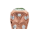Rose gold Bezel Set Fancy Green Princess Cut Diamond Milgrain Band Ring_5
