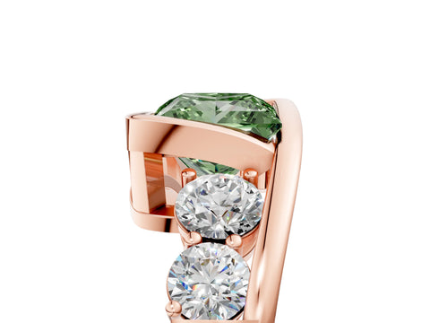 Rose gold Bezel Set Fancy Green Princess Cut Diamond Split Shank Ring_5