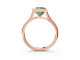 Rose gold Bezel Set Fancy Green Princess  Cut Solitaire Ring with Tapered Band 4