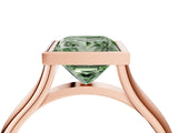 Rose gold Bezel Set Fancy Green Princess  Cut Solitaire Ring with Tapered Band 5