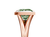 Rose gold Bezel Set Fancy Green Princess  Cut Solitaire Ring with Tapered Band