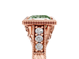 Rose gold Bezel Set Fancy Green Princess  Diamond Milgrain Pave Engagement Ring_5