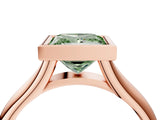 Rose gold Bezel Set Fancy Green Princess  Solitaire Diamond Ring with Smooth Band 5