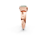 Rose gold Bezel Set Fancy Green Princess  Solitaire Ring with Wide Band 3