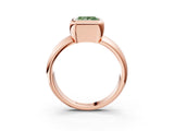 Rose gold Bezel Set Fancy Green Princess  Solitaire Ring with Wide Band 4