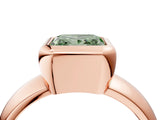 Rose gold Bezel Set Fancy Green Princess  Solitaire Ring with Wide Band 5