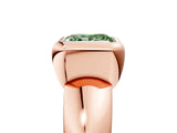Rose gold Bezel Set Fancy Green Princess  Solitaire Ring with Wide Band