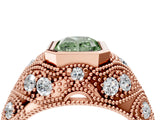 Rose gold Bezel Set Fancy Green Radiant Cut Diamond Milgrain Band Ring_4