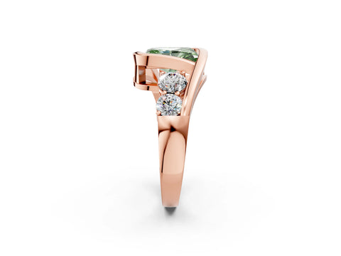 Rose gold Bezel Set Fancy Green Radiant Cut Diamond Split Shank Ring_2