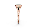 Rose gold Bezel Set Fancy Green Radiant  Cut Solitaire Ring with Tapered Band 3
