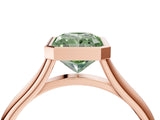 Rose gold Bezel Set Fancy Green Radiant  Cut Solitaire Ring with Tapered Band 5