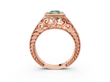 Rose gold Bezel Set Fancy Green Radiant  Diamond Milgrain Pave Engagement Ring_35