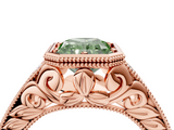 Rose gold Bezel Set Fancy Green Radiant  Diamond Milgrain Pave Engagement Ring_36