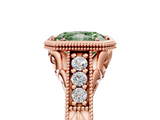 Rose gold Bezel Set Fancy Green Radiant  Diamond Milgrain Pave Engagement Ring_37