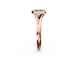 Rose gold Bezel Set Fancy Green Radiant  Solitaire Diamond Ring with Smooth Band 3