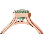 Rose gold Bezel Set Fancy Green Radiant  Solitaire Diamond Ring with Smooth Band 5