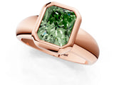 Rose gold Bezel Set Fancy Green Radiant  Solitaire Ring with Wide Band 2