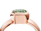 Rose gold Bezel Set Fancy Green Radiant  Solitaire Ring with Wide Band 5