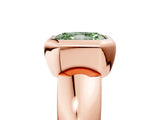 Rose gold Bezel Set Fancy Green Radiant  Solitaire Ring with Wide Band