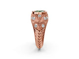 Rose gold Bezel Set Fancy Green Round Cut Diamond Milgrain Band Ring_2