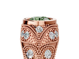 Rose gold Bezel Set Fancy Green Round Cut Diamond Milgrain Band Ring_5