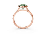 Rose gold Bezel Set Fancy Green Round  Cut Solitaire Ring with Tapered Band 1