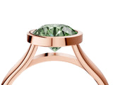 Rose gold Bezel Set Fancy Green Round  Cut Solitaire Ring with Tapered Band 2