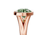 Rose gold Bezel Set Fancy Green Round  Cut Solitaire Ring with Tapered Band 3