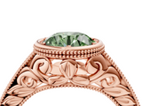Rose gold Bezel Set Fancy Green Round  Diamond Milgrain Pave Engagement Ring_38