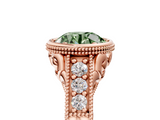 Rose gold Bezel Set Fancy Green Round  Diamond Milgrain Pave Engagement Ring_39