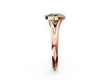 Rose gold Bezel Set Fancy Green Round  Solitaire Diamond Ring with Smooth Band 2