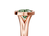 Rose gold Bezel Set Fancy Green Round  Solitaire Diamond Ring with Smooth Band 5