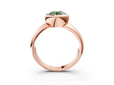 Rose gold Bezel Set Fancy Green Round  Solitaire Ring with Wide Band 3