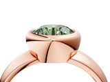 Rose gold Bezel Set Fancy Green Round  Solitaire Ring with Wide Band 4