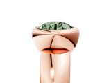 Rose gold Bezel Set Fancy Green Round  Solitaire Ring with Wide Band 5