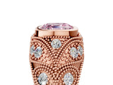 Rose gold Bezel Set Fancy Pink Asscher Cut Diamond Milgrain Band Ring_5