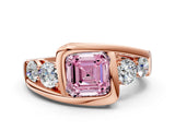 Rose gold Bezel Set Fancy Pink Asscher Cut Diamond Split Shank Ring