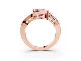 Rose gold Bezel Set Fancy Pink Asscher Cut Diamond Split Shank Ring_3