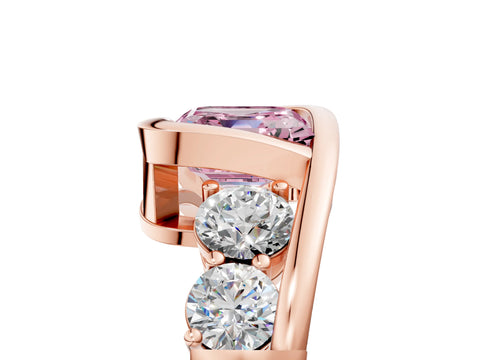Rose gold Bezel Set Fancy Pink Asscher Cut Diamond Split Shank Ring_5