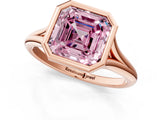 Rose gold Bezel Set Fancy Pink Asscher  Cut Solitaire Ring with Tapered Band 2