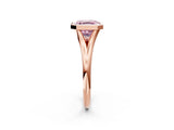 Rose gold Bezel Set Fancy Pink Asscher  Cut Solitaire Ring with Tapered Band 3